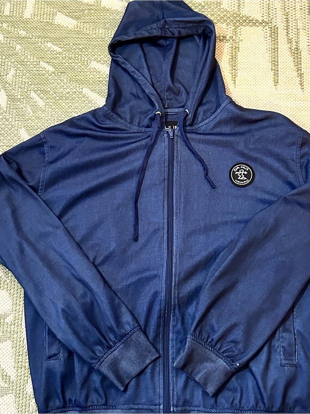Da Hui Men’s Lightweight Hooded Zip Up Jacket in Navy size L